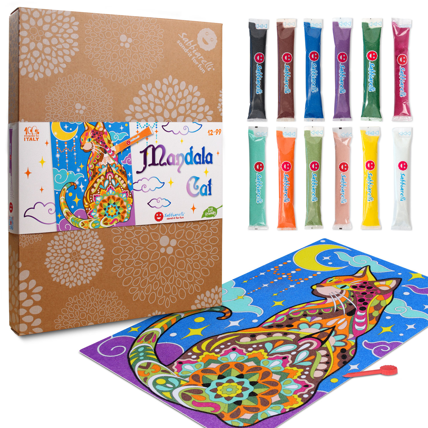 Mandala Cat – peščena pobarvanka za odrasle