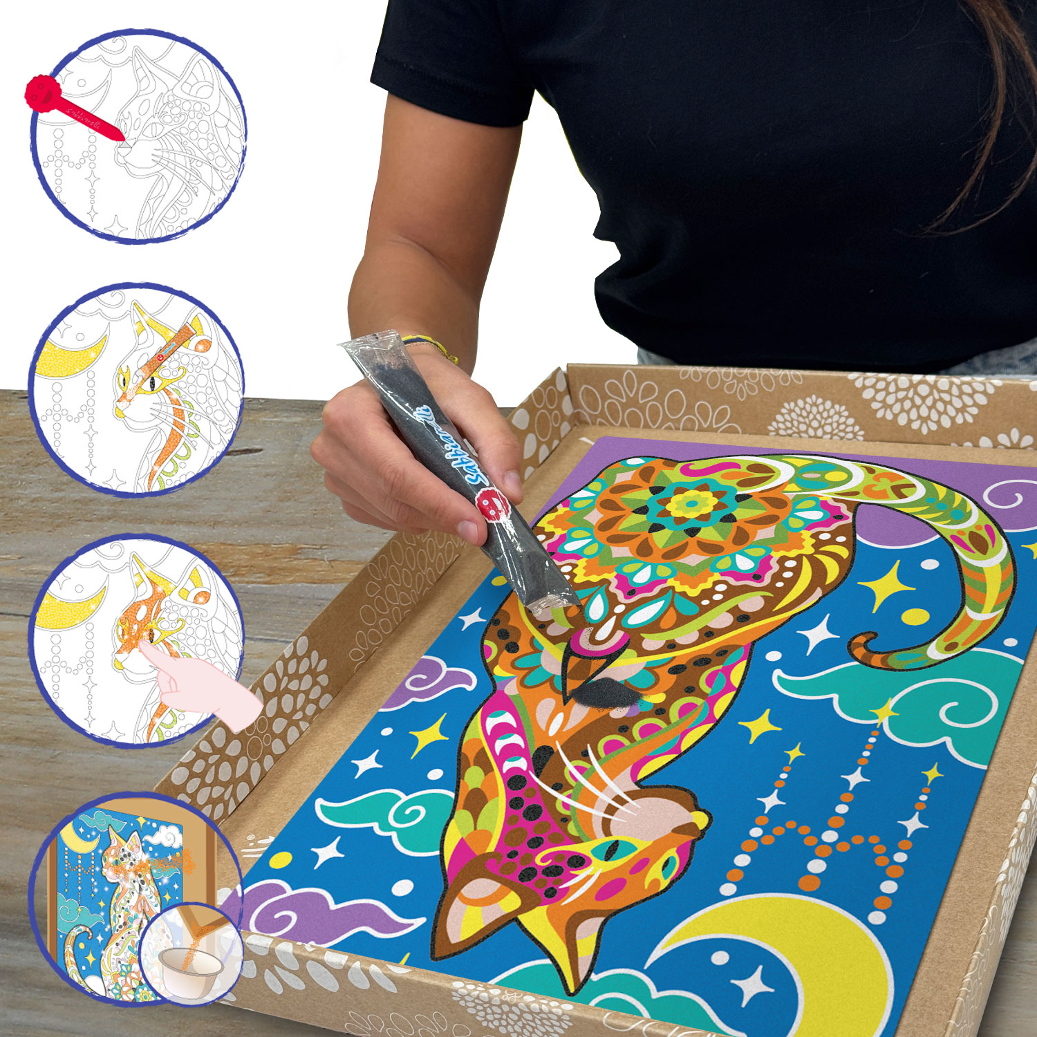 Sabbiarelli Mandala Cat – ustvarjalni set za odrasle