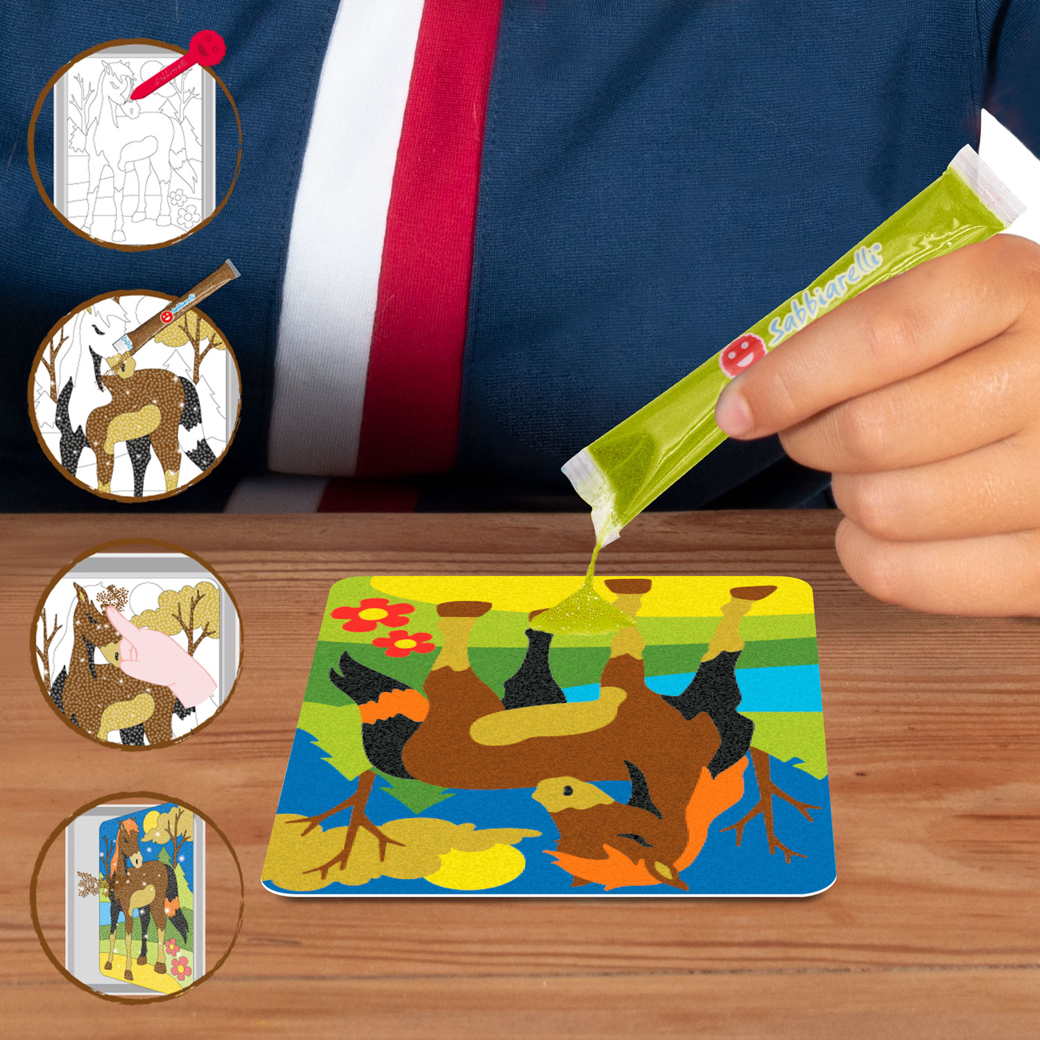 Risba konja – ustvarjalni set s peskom