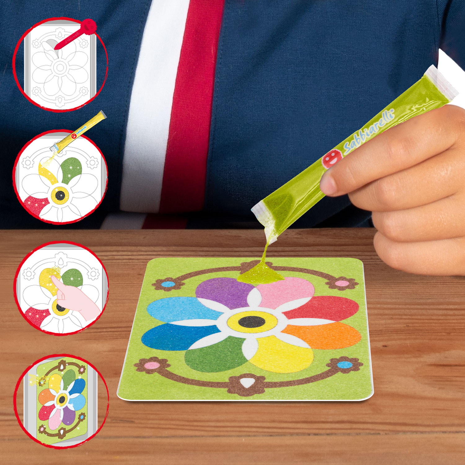 Risba mandale – barvanje s peskom